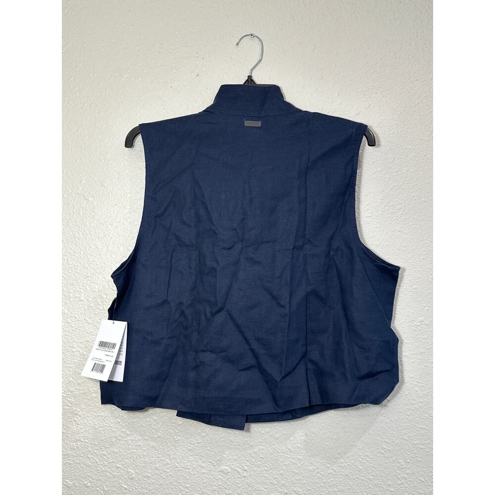Lunya Sleeveless Linen Shirt Navy Blue Large NWT - Picture 4 of 4